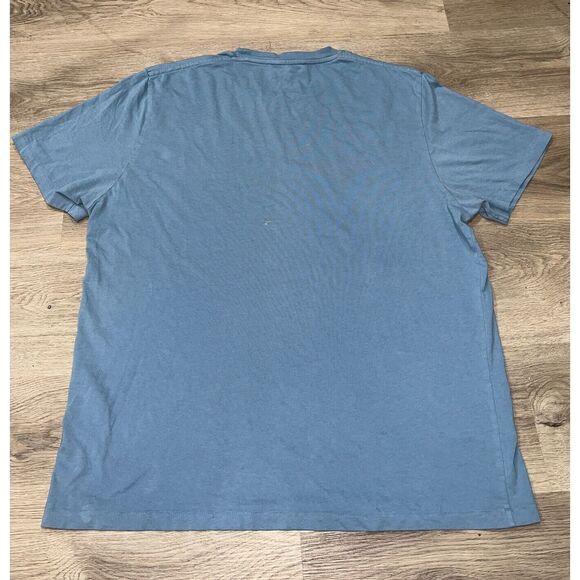 FRAME (Designer) T Shirt Mens Solid Blue Large Logo - Picture 4 of 4